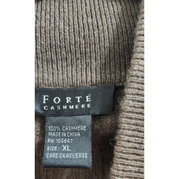 FORTE CASHMERE Men's Sweater Zip Henley chocolate color Size XL - Picture 7 of 12